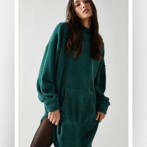 Free People Beach Everywhere Oversized Hoodie Sweater Jade Green Size XL
